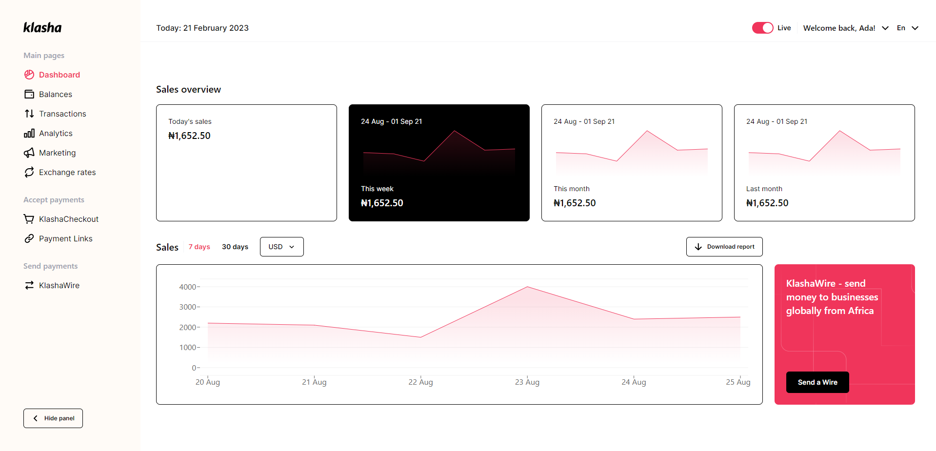 Klasha Dashboard (NextJS)